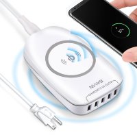 Беспроводная QI зарядная станция + 5 USB портов для проводной зарядки всевозможных гаджетов, IDPC630 Беспроводная QI зарядная станция + 5 USB портов для проводной зарядки всевозможных гаджетов, IDPC630