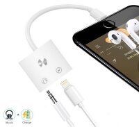 Расширитель разъема Lightning для подключения наушников и зарядки одновременно, Lightning to 3.5 mm jack/Lightning с кнопкой «Home», модель JH-000 Расширитель разъема Lightning для подключения наушников и зарядки одновременно, Lightning to 3.5 mm jack/Lightning с кнопкой «Home», модель JH-000