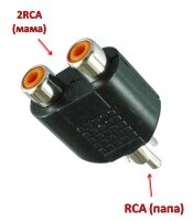 Переходник с штекера RCA (папа) на 2 RCA (мама) Переходник с штекера RCA (папа) на 2 RCA (мама)