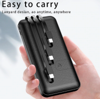 Универсальный Power bank, внешний аккумулятор с тремя встроенными кабелями с заявленной емкостью 10000 mAh Универсальный Power bank, внешний аккумулятор с тремя встроенными кабелями с заявленной емкостью 10000 mAh
