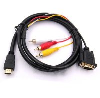 Кабель переходник с HDMI на VGA + 3RCA выход (Тюльпан), 1.5м Кабель переходник с HDMI на VGA + 3RCA выход (Тюльпан), 1.5м