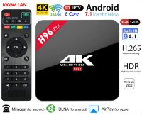 Android 7.1 TV приставка с памятью 3GB/32GB на 8-ми ядерном 64-х битном процессоре Amlogic S912, модель H96 Pro Android 7.1 TV приставка с памятью 3GB/32GB на 8-ми ядерном 64-х битном процессоре Amlogic S912, модель H96 Pro